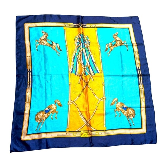 Equestrian silk large horse scarf - Picture 1 of 3